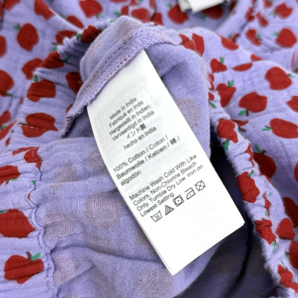New Crewcuts J Crew Muslin Gauze Ruffle Top Pant Set Girl 6M 12M Apple Print